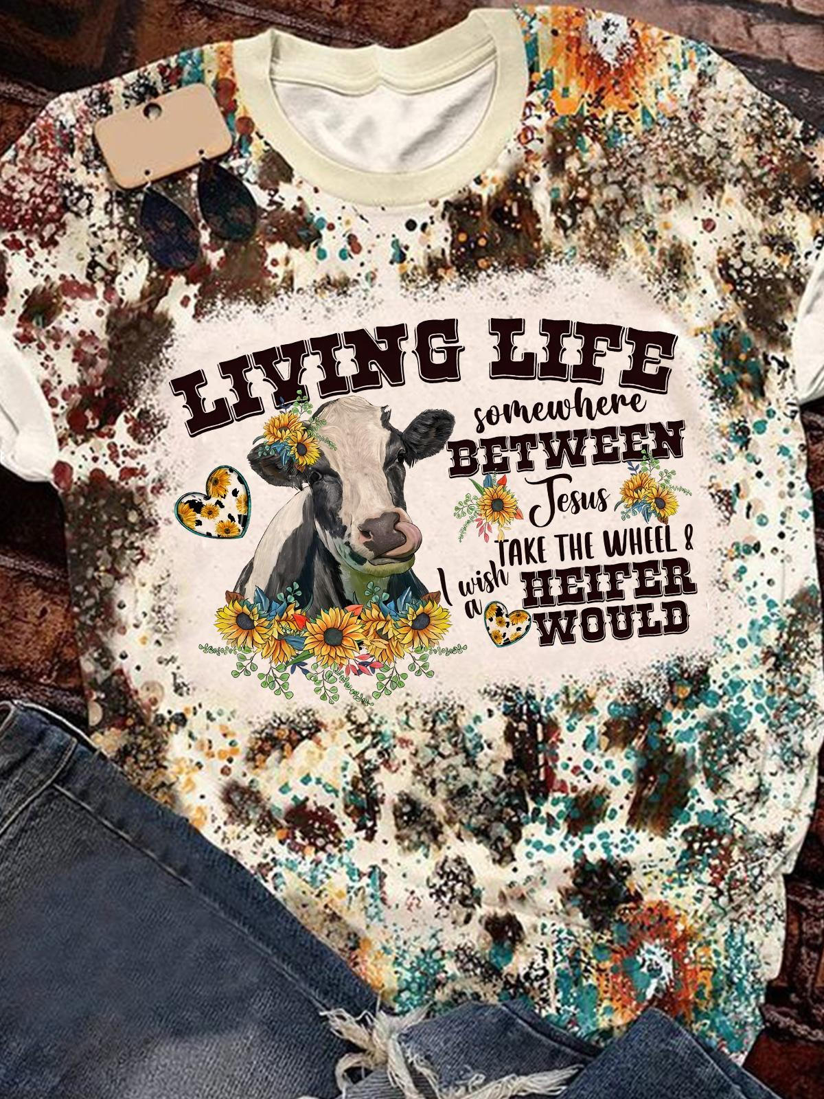 Living Life Somewhere Between Jesus Tie Dye T-shirt