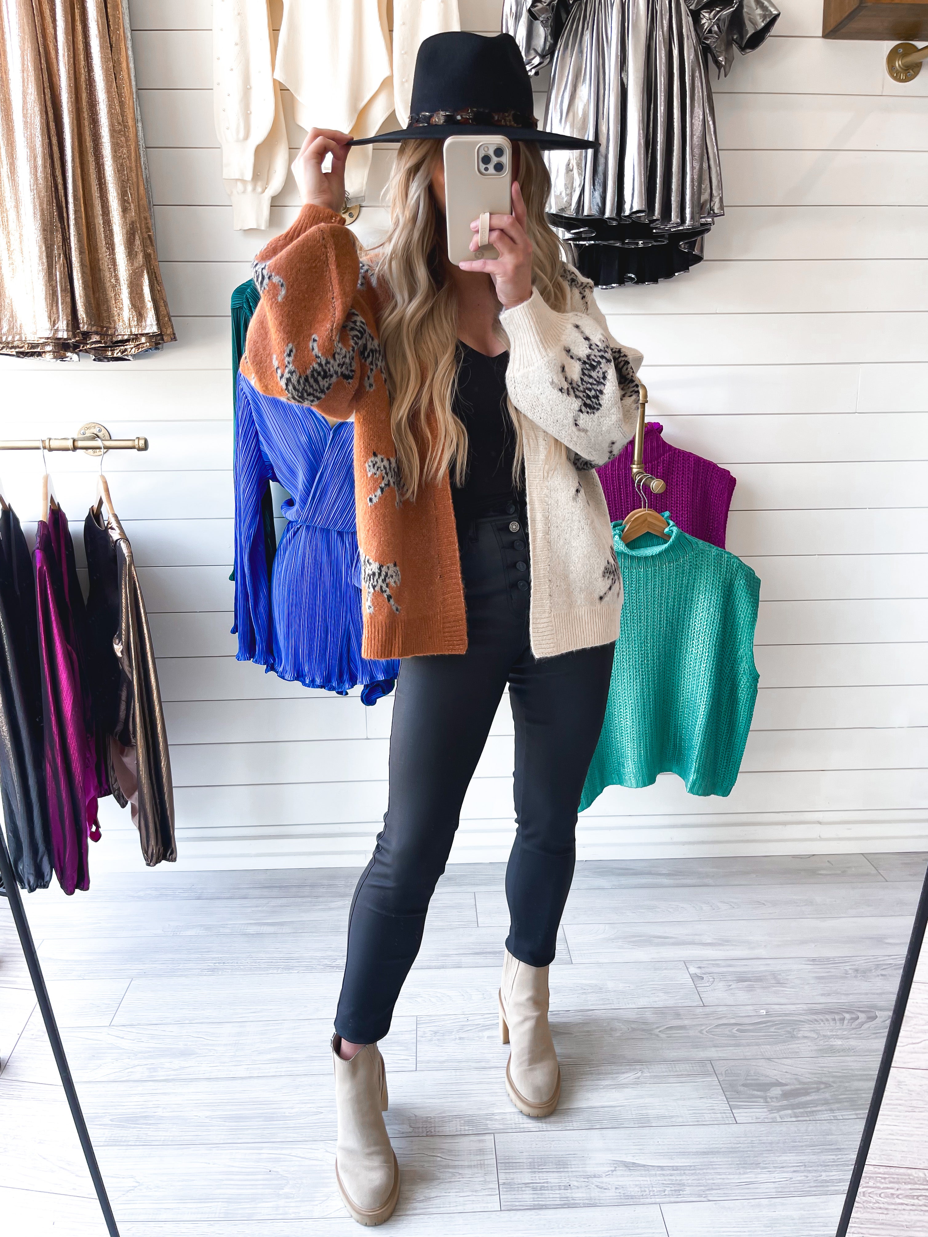Wildly Cozy Cardigan in Camel/ Cream